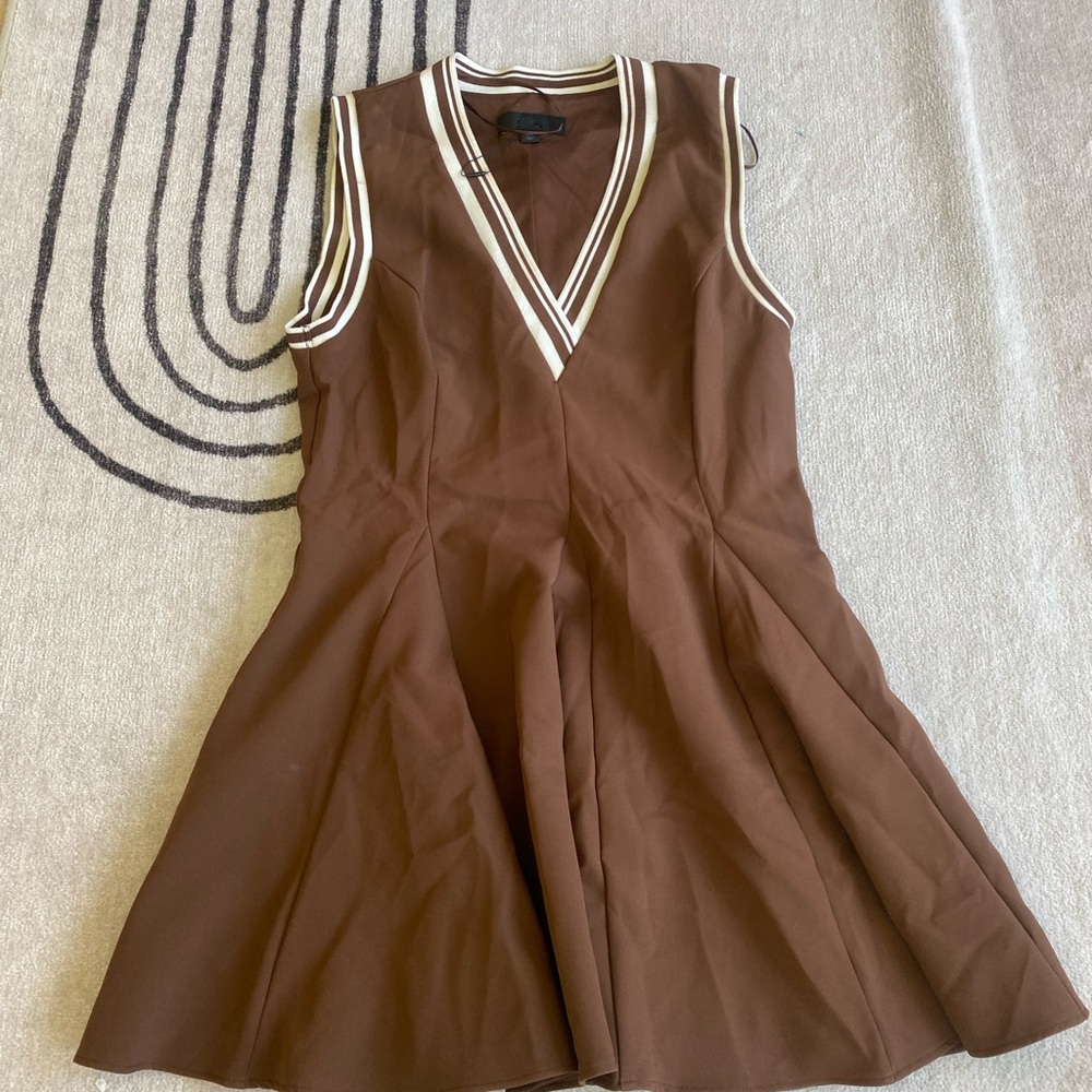 Zara Brown Mini Dress with White Trim